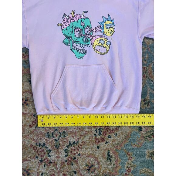 Rick and Morty Acid Skull Pink Hoodie Sweatshirt - Picture 9 of 10